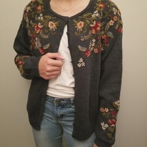 Soft Blue Vintage Embroderied Cardigan